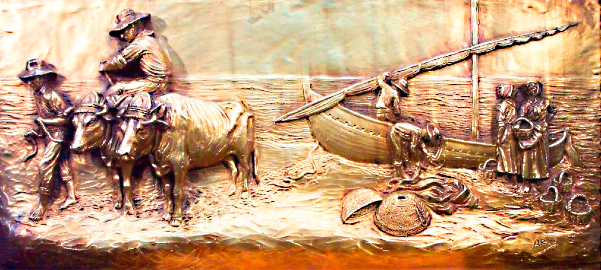 Vuelta de la pesca (resina y bronce 83 x 38)